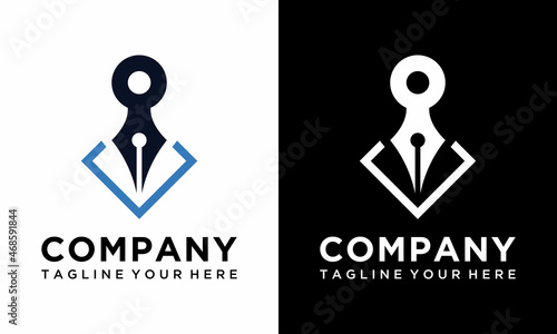 pen concept logo, icon, symbol, design illustration template on a black and white background.