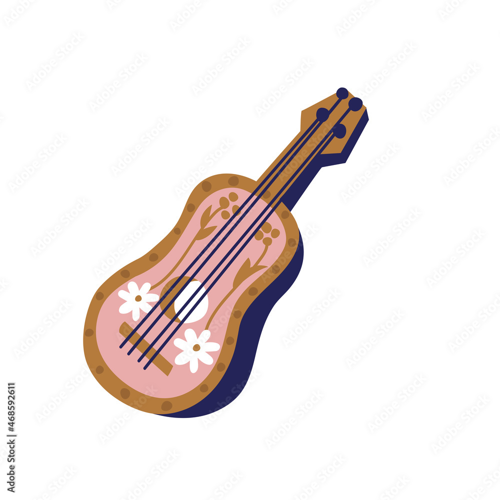Vector illustration classic acoustic guitar, four-string musical traditional mexican instrument isolated on white background. Vector illustration classic acoustic guitar, four-string musical traditional mexican instrument isolated on white background.
