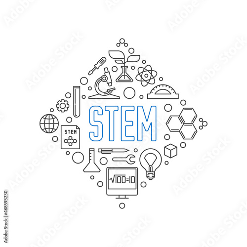 STEM concept diamond shaped vector simple banner