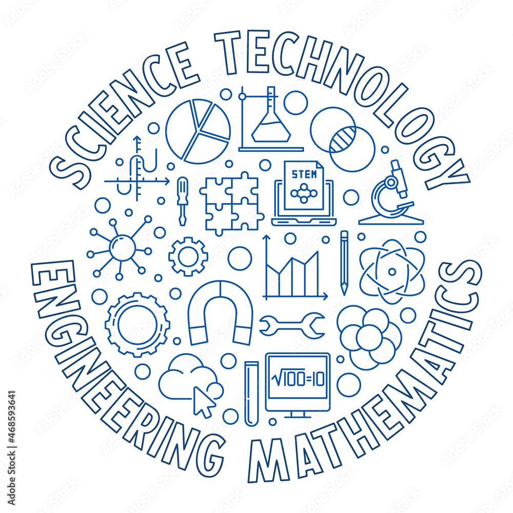 Vector Science STEM round concept banner or illustration