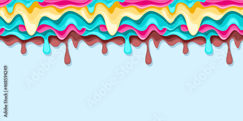 Bright ice cream glaze seamless pattern, vector illustration. Texture for fabric, wrapping, wallpaper. Decorative print.
