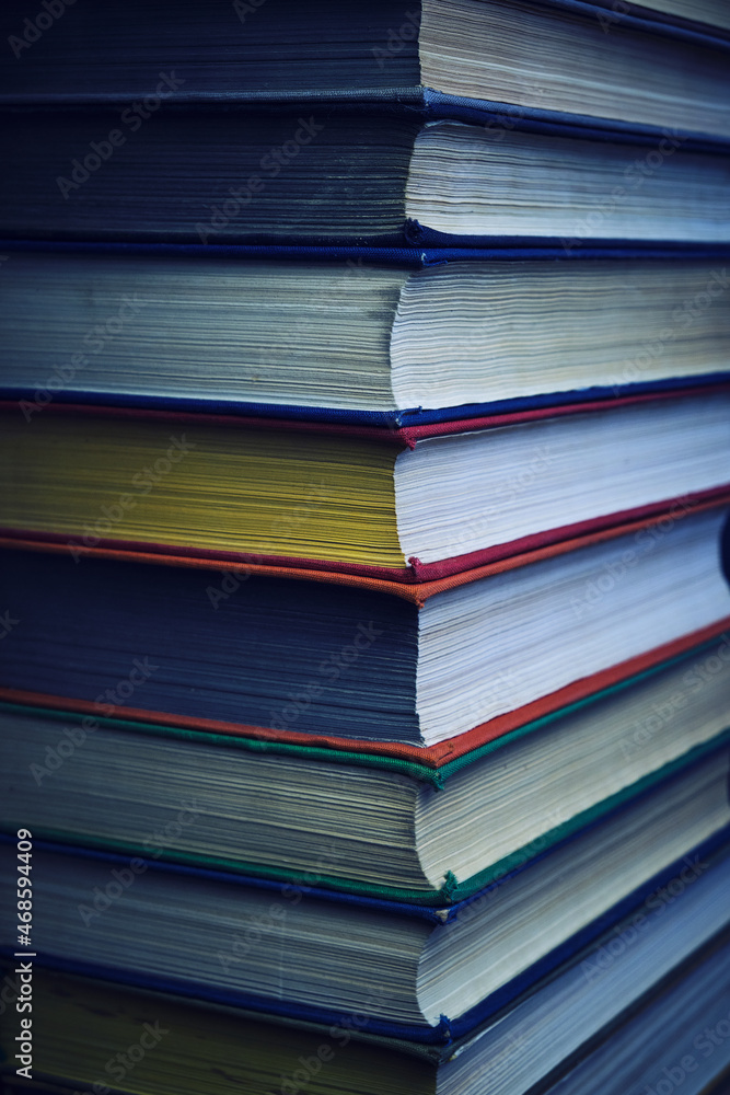 Stack of battered old books.Retro library and books. Stack of battered old books.Retro library and books.
