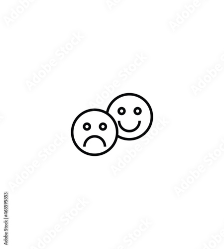 Internet concept. High quality editable stroke for mobile apps, web design, websites, online shops etc. Line icon of sad and happy emoji