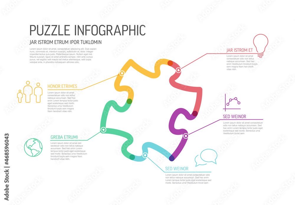 Thick line puzzle multipurpose infographic template