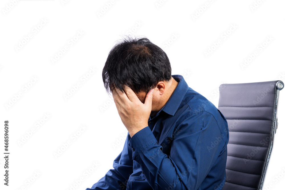 man with a headache on a white background man with a headache on a white background