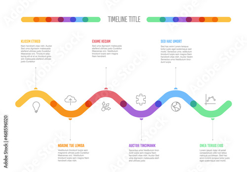 Infographic Company Milestones curved thick line Timeline Template