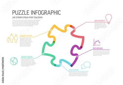 Thick line puzzle multipurpose infographic template