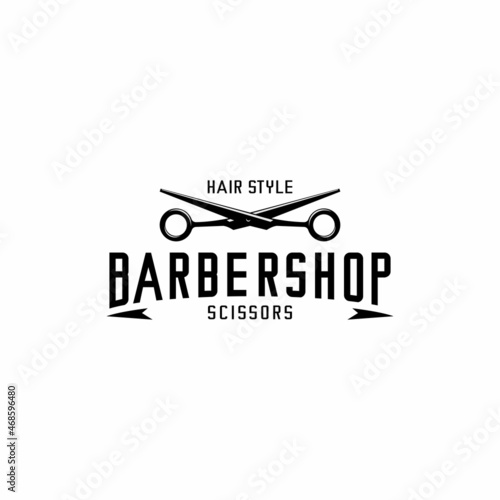 barbershop logo illustration vector, scissors vector