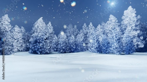 Wallpaper Mural Fabulous beautiful New Year's forest 2026/2025. Christmas background. Frozen fir trees in a snowy forest under a snowfall on the background. 4K loop animation video Torontodigital.ca