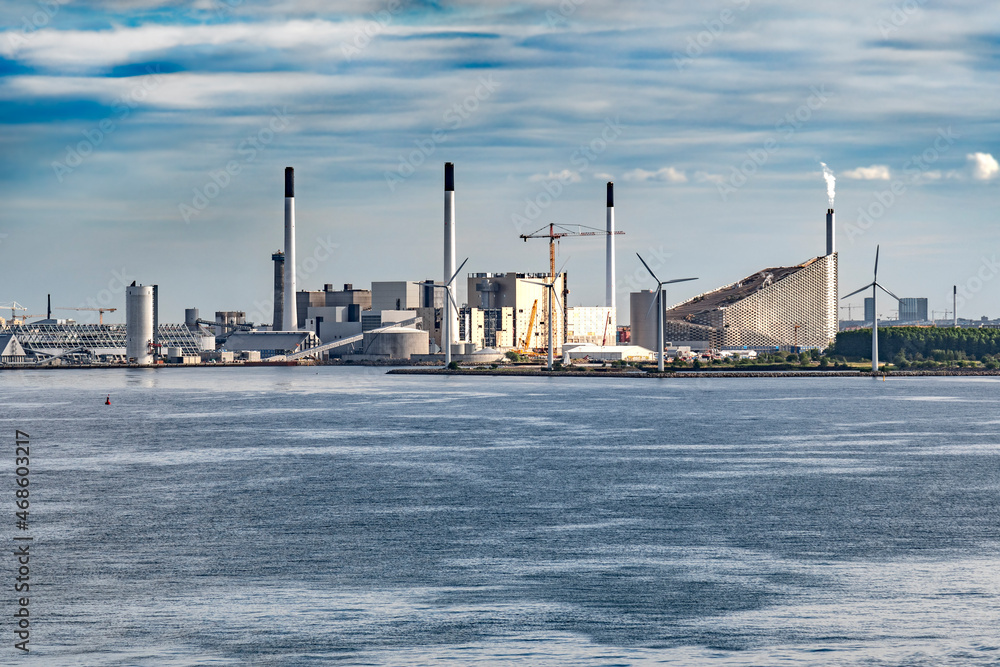 Cogeneration plant Amager in Copenhagen from the seaside
