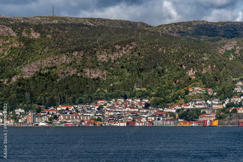 Bergen in Norway from the seaside