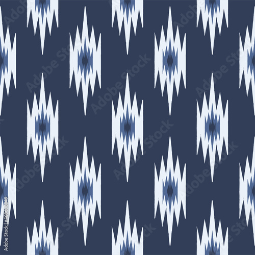 Ikat fabric indigo, Seamless pattern