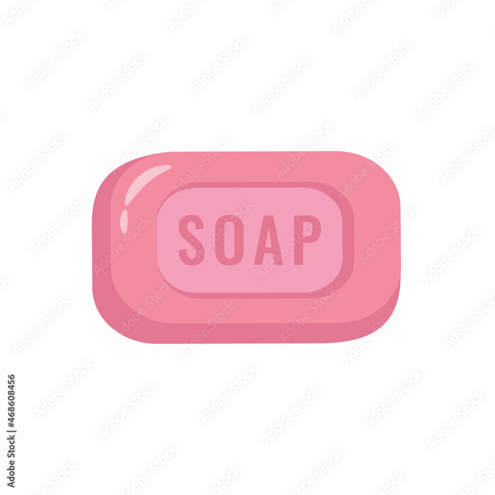 Bar of soap isolated on white background. Pink soap icon. Vector stock Bar of soap isolated on white background. Pink soap icon. Vector stock