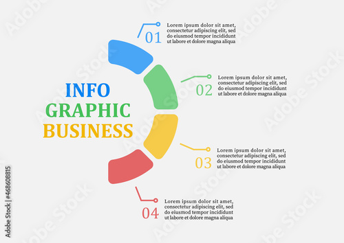 Business modern colorful infographic four steps. Timeline Infographic half circle  with 4 steps or options. Can be used for workflow layout, diagram, graph, report, web design, planning template.