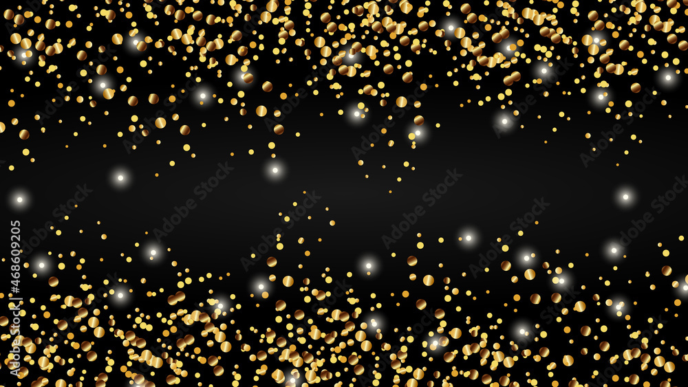 Golden Christmas background, festive gold background, gold confetti, gold sequins