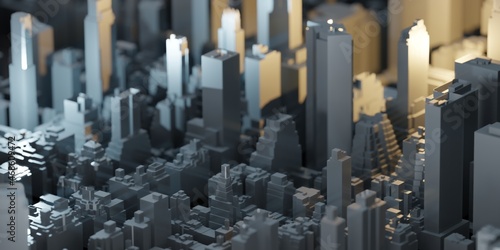 small model town new york city toy city scenery of buildings Skyscraper aerial view 3D illustration