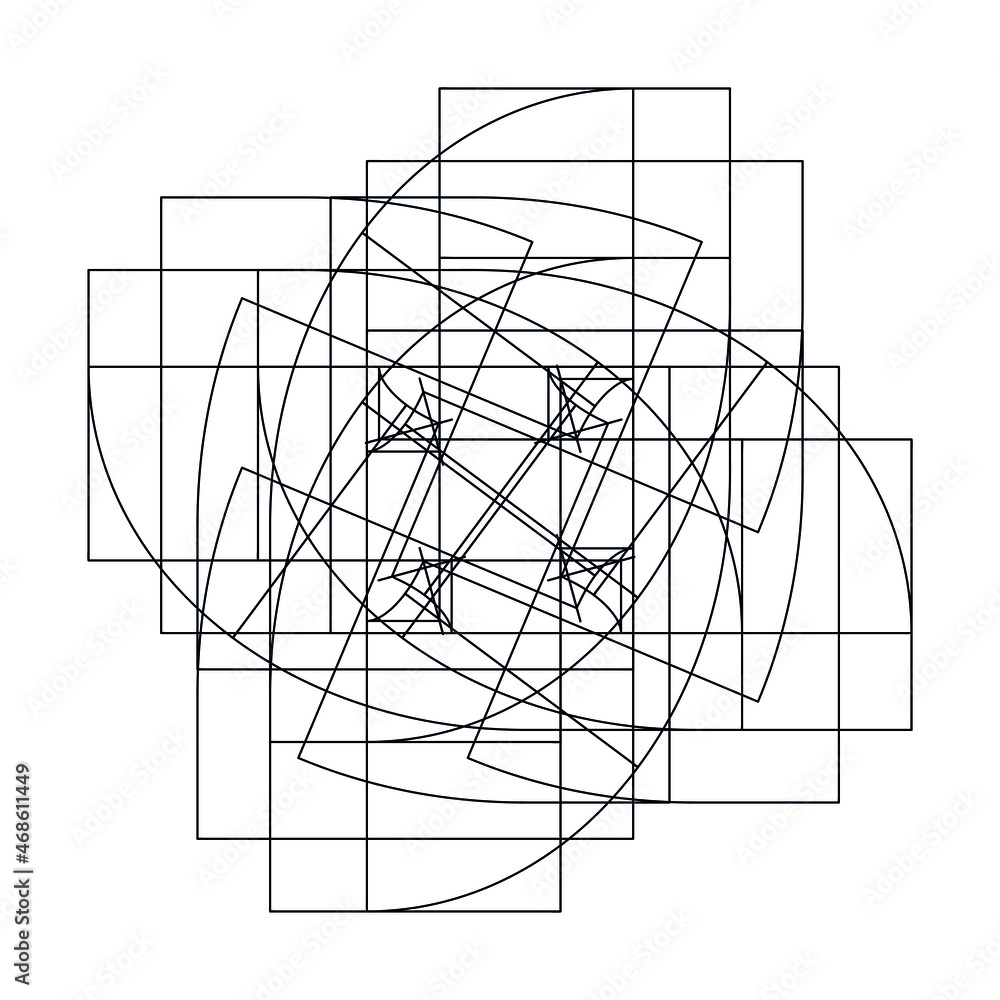 Geometric dynamic pattern, black lines background. Geometric dynamic pattern, black lines background.