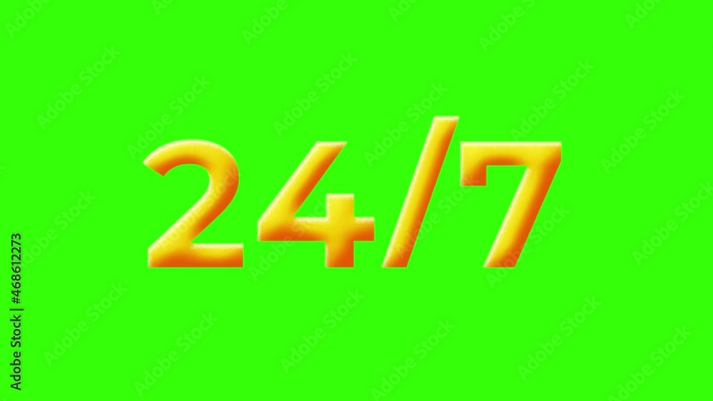 24 7 Wobbly Animated Text on Green Background 24 7 Wobbly Animated Text on Green Background
