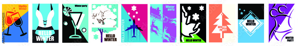 Set of Christmas banners, background pattern on the theme of winter for flyers, cards, brochures, posters