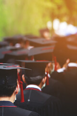 Image blur education group of graduates during commencement. Concept education congratulation in University Degree. Graduation Ceremony