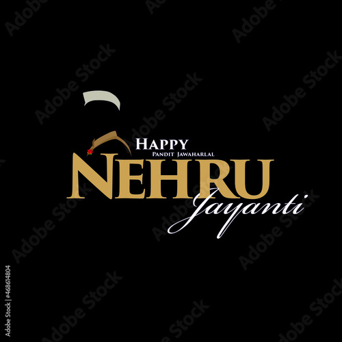 Happy Pandit Jawaharlal Nehru Jayanti, Birthday of First Indian Prime Minister. Also Celebrated As Childrends Day in India. Silhouette of Nehru. Editable Illustration.