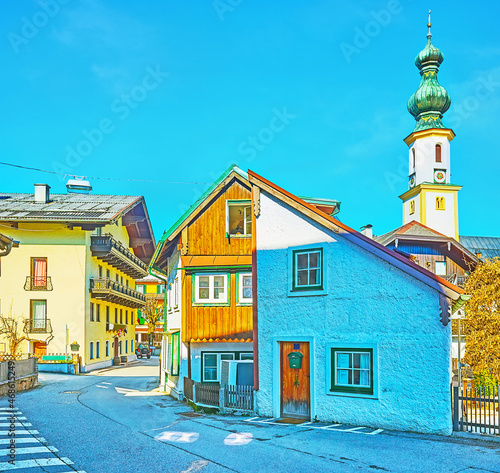The curved street of St Gilgen, Salzkammergut, Austria photo
