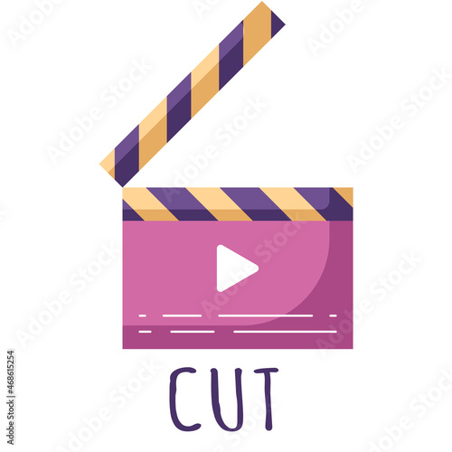 cinematographic clapper icon in a flat style, isolated on a white background. . Vector illustration