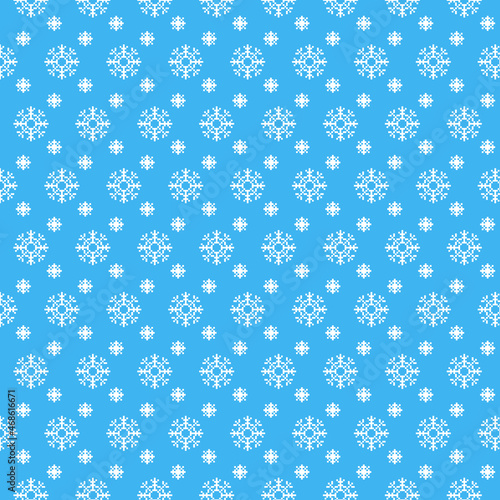 simple vector pixel art seamless pattern of abstract white abstract white snowflakes on blue background