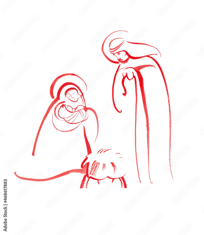 Photo &amp; Art Print Nativity scene Jesus Christ in the manger, Mary the ...