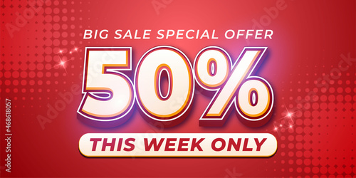 50% off big sale banner template flash sale discount promotion