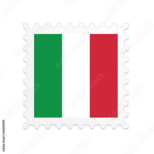 Italy flag postage stamp on white background. Vector illustration eps10.