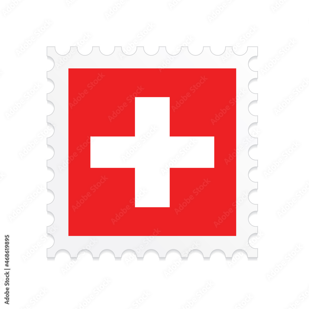 Obraz premium Switzerland flag postage stamp on white background. Vector illustration eps10.