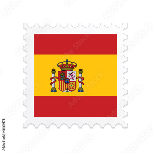 Spain flag postage stamp on white background. Vector illustration eps10.