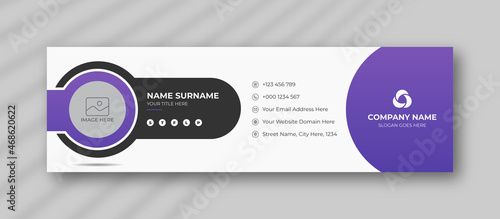 Corporate Email signature template or email footer and personal social media cover templates with an author photo place creative modern layout