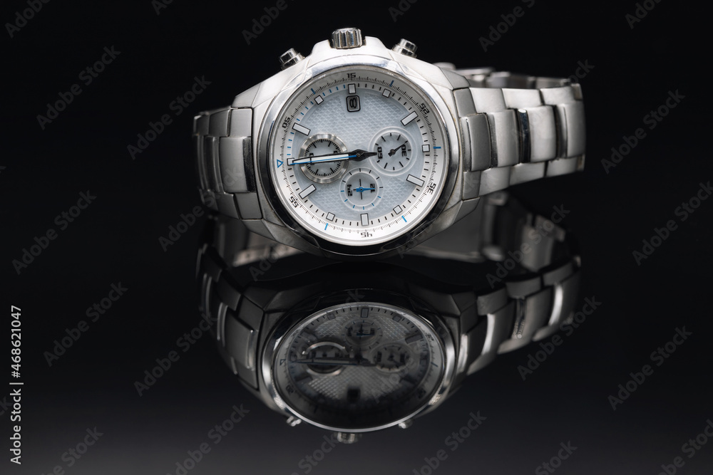 Stylish expensive men's wristwatch in titanium case Stylish expensive men's wristwatch in titanium case