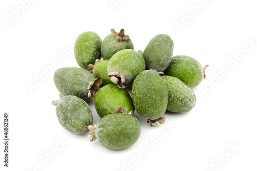 Feijoa fruits or pineapple guava isolated on white