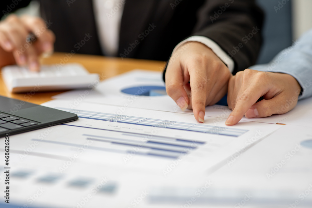 Business meeting and working with planning analyzing the financial report, talking about business plan for investment, finance analysis teamwork concept Business meeting and working with planning analyzing the financial report, talking about business plan for investment, finance analysis teamwork concept