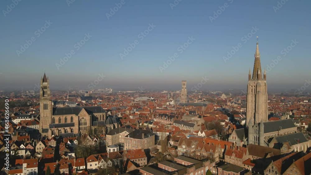 Aerial of Bruges near Church of Our Lady and Saint Saviour Aerial of Bruges near Church of Our Lady and Saint Saviour