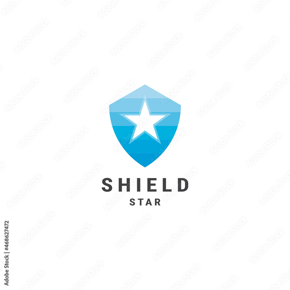 Awesome shield star logo design with flat style logo template Awesome shield star logo design with flat style logo template