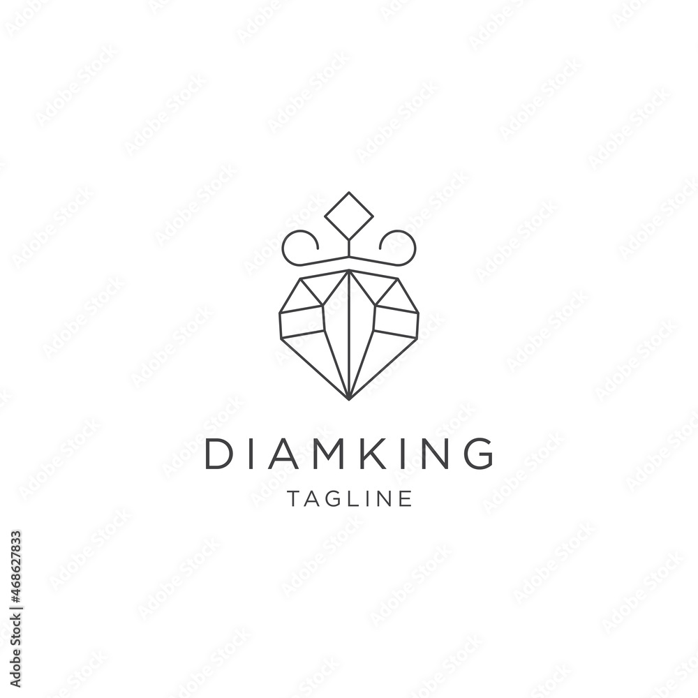 Fototapeta premium Diamond king line logo design template