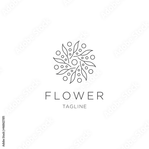 Nature flower line logo design template