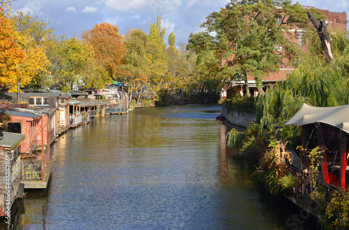 Berlin, Germany, beautiful light at the Flutgraben in Kreuzberg photo