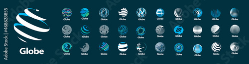 A set of vector logos of the Globe on a gray background © butenkow