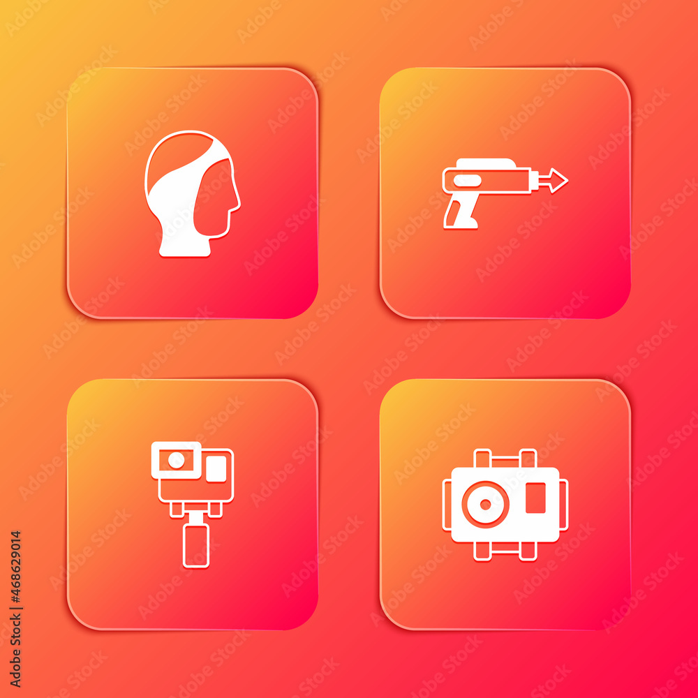 Set Diving hood, Fishing harpoon, Action extreme camera and Photo for diver icon. Vector Set Diving hood, Fishing harpoon, Action extreme camera and Photo for diver icon. Vector