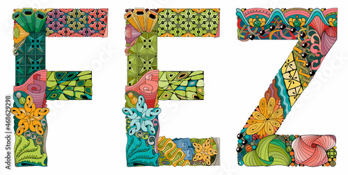 Fez is a city in northern inland Morocco. Vector decorative zentangle object for decoration