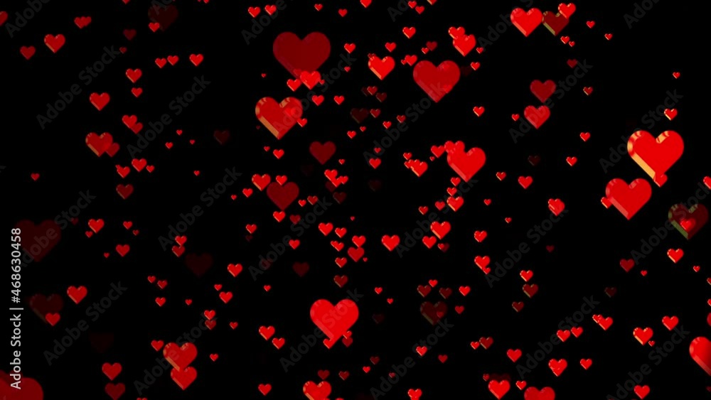 Random Flying Love Heart Background Animation Effect on Black Background Random Flying Love Heart Background Animation Effect on Black Background