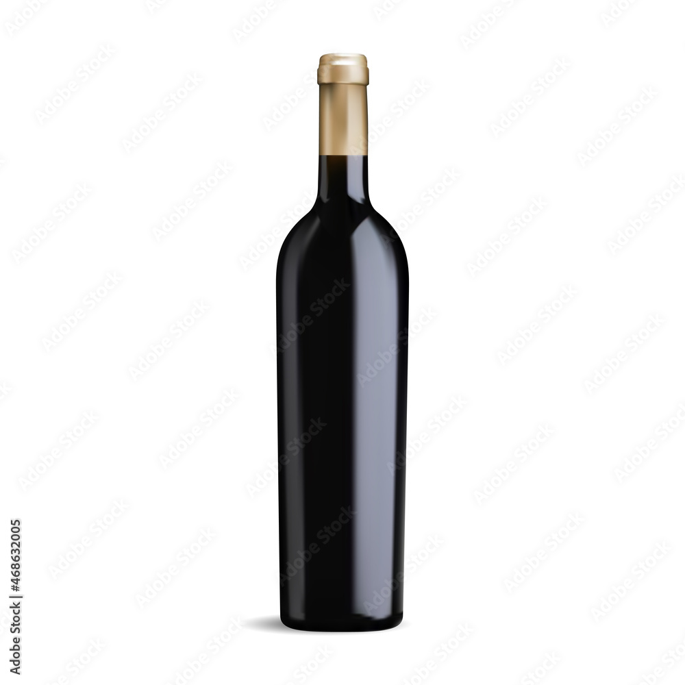 Wine bottle vector mockup. Red wine black glass bottle, bno label for design, 3d illusration. Cabernet or merlot drink, unopened winery product. Luxury and elegant burgundy vine Wine bottle vector mockup. Red wine black glass bottle, bno label for design, 3d illusration. Cabernet or merlot drink, unopened winery product. Luxury and elegant burgundy vine