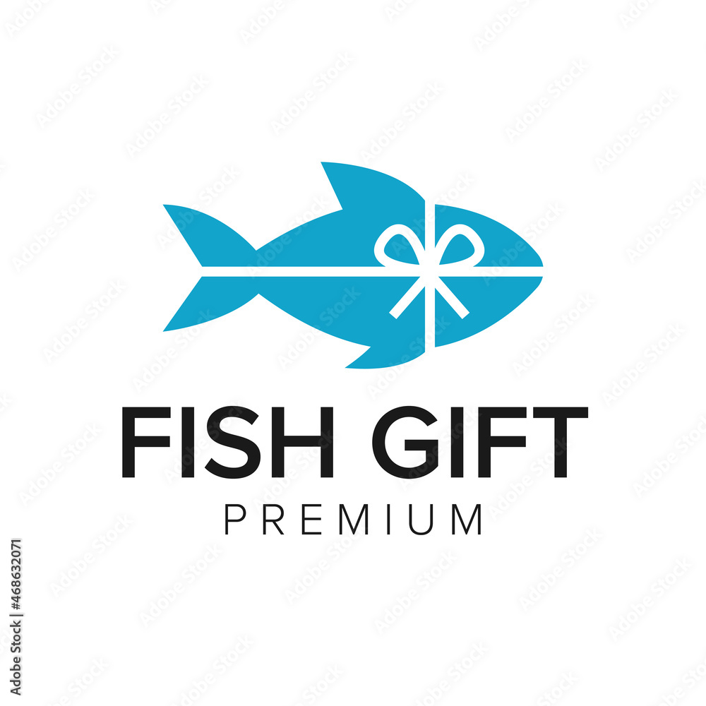 Obraz premium fish gift logo icon vector template