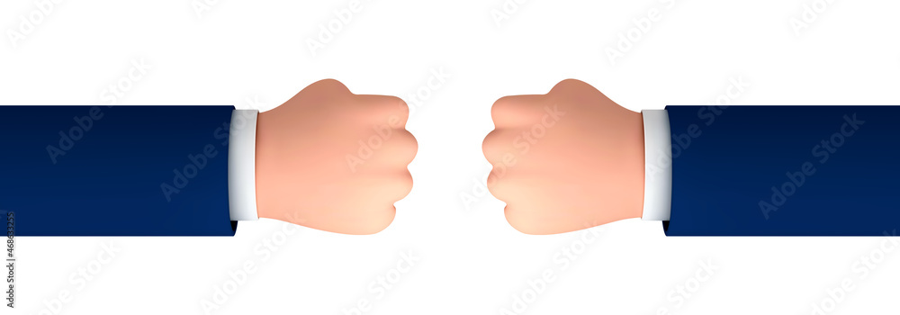 Hands of businessman making fist bump isolated on white background. Vector cartoon style Hands of businessman making fist bump isolated on white background. Vector cartoon style