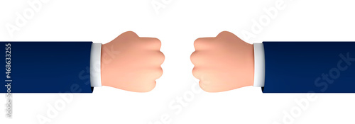 Hands of businessman making fist bump isolated on white background. Vector cartoon style